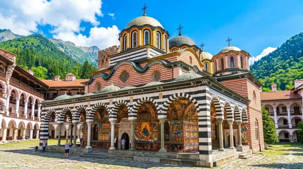 Rila Monastery ornate frescoed facade in Bulgaria — a wallet-friendly holiday destination from the UK